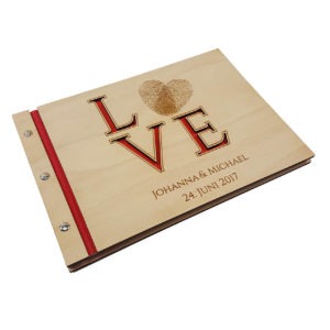 Holz-Gästebuch "Love" - Personalisiert