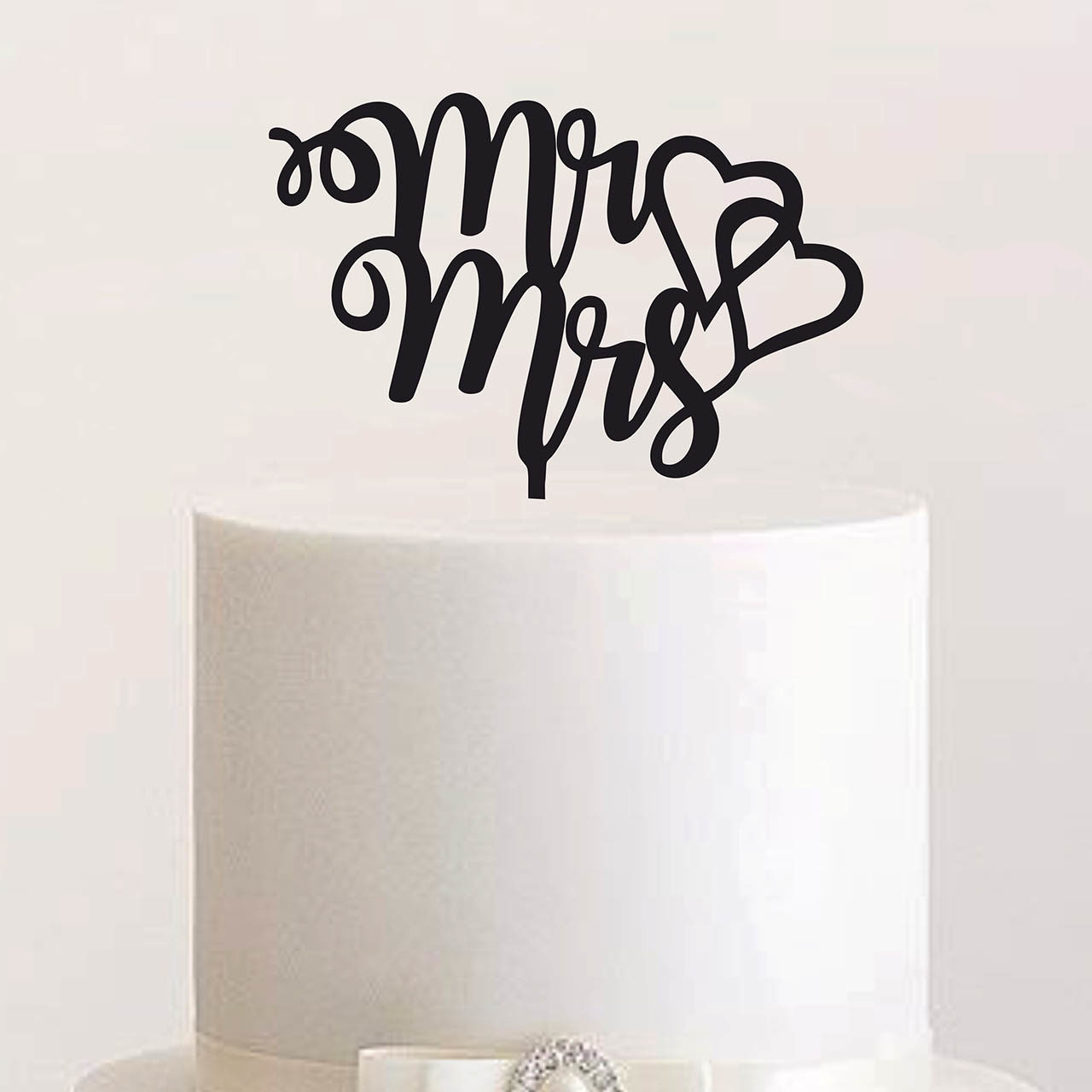 Cake Topper "Mr & Mrs mit zwei Herzen"
