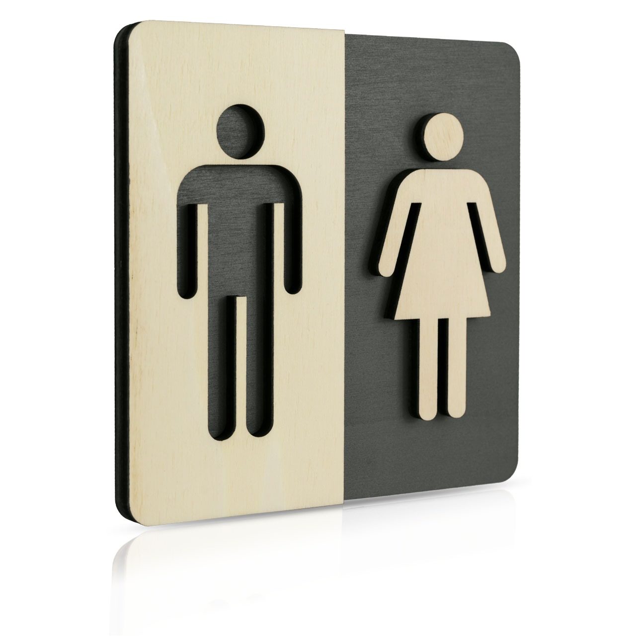 Holz-Türschild Piktogramm (anthrazit) “Mann und Frau”