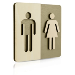 Holz-Türschild Piktogramm (Moosgrau) “Mann und Frau”