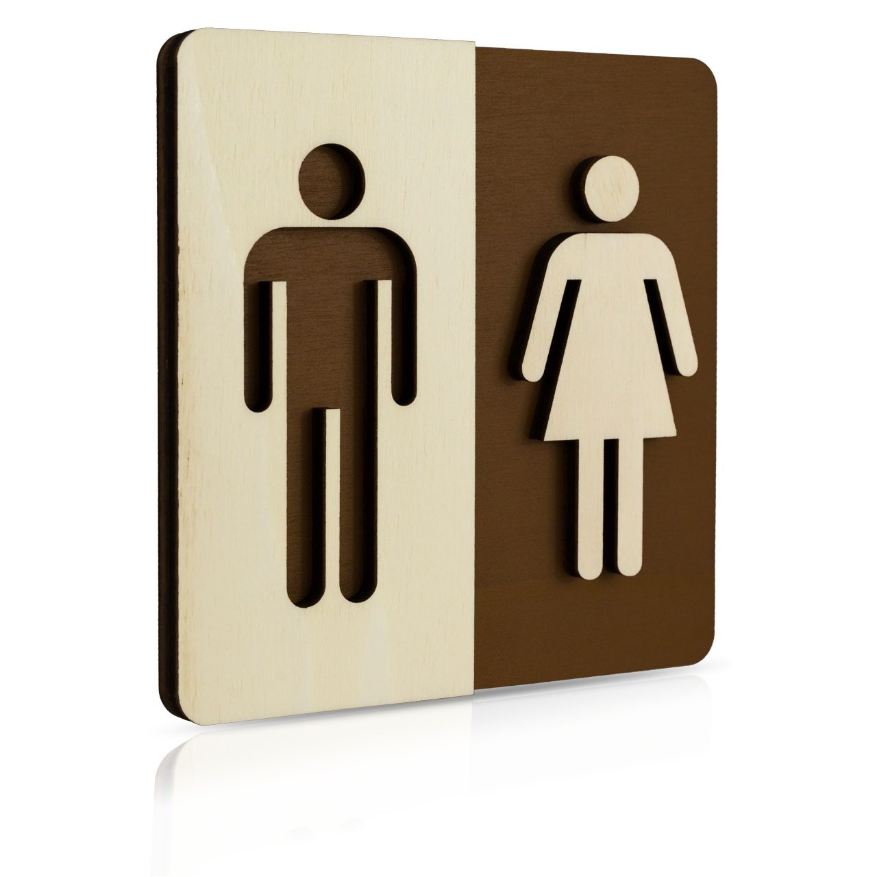 Holz-Türschild Piktogramm (Schokobraun) “Mann und Frau”