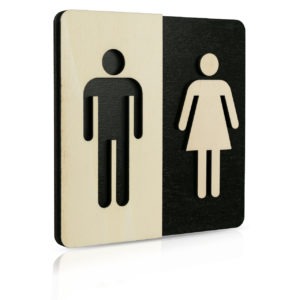 Holz-Türschild Piktogramm (Schwarz) “Mann und Frau”