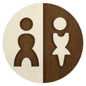 Holz Türschild (Nussbaum dunkel) “Mann und Frau”