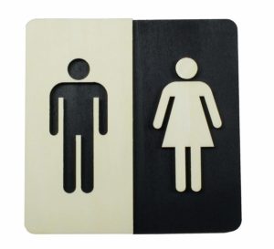 Holz Türschild (Schwarz/Weiß) "Mann und Frau"