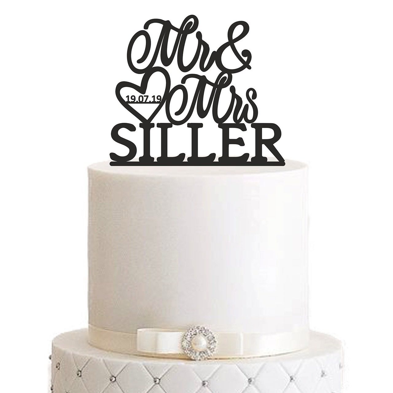 Cake Topper "Mr & Mrs mit Herz" – Personalisiert