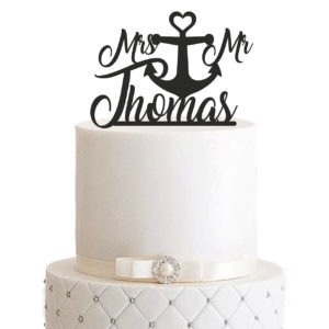Cake Topper "Mr & Mrs mit Anker" – Personalisiert