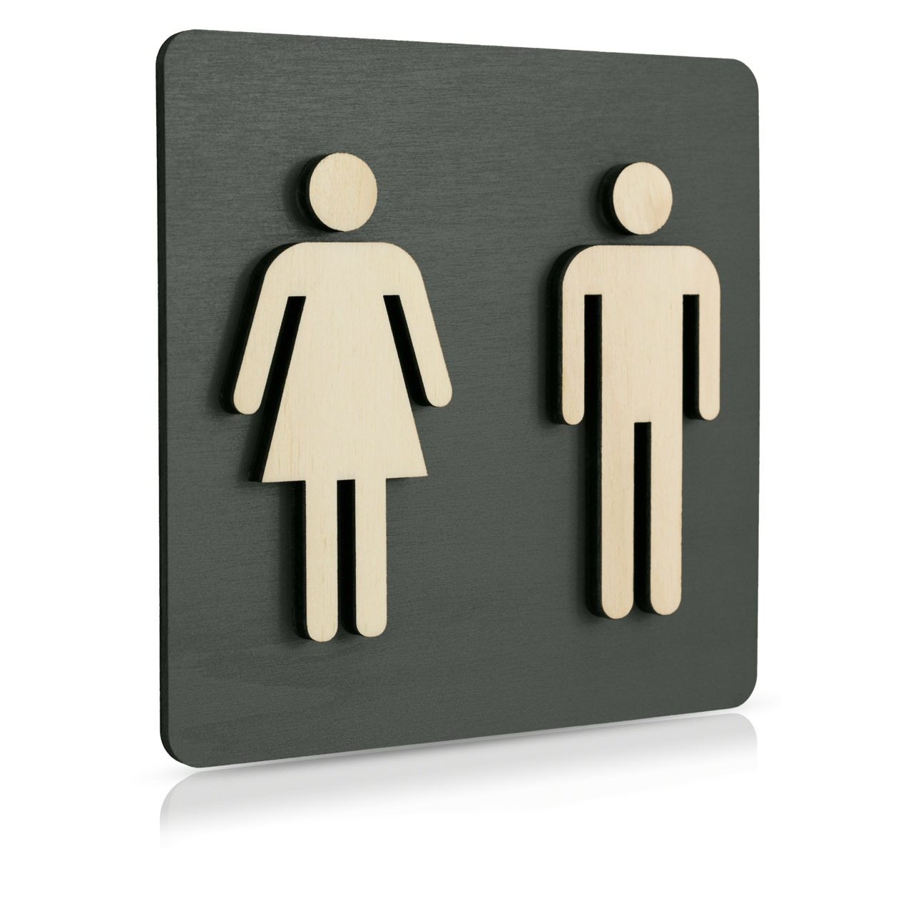 Holz-Türschild Piktogramm (Anthrazit) "Frau und Mann"