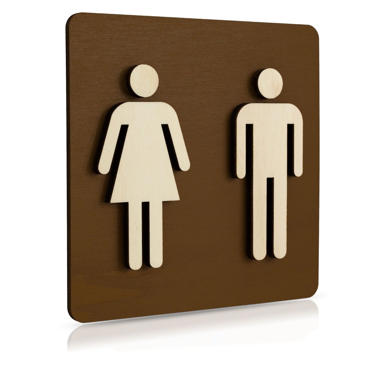 Holz-Türschild Piktogramm (Schokobraun) "Frau und Mann"