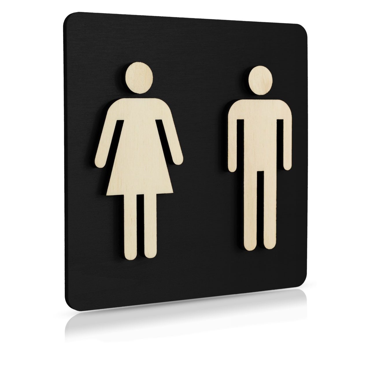 Holz-Türschild Piktogramm (Schwarz) "Frau und Mann"