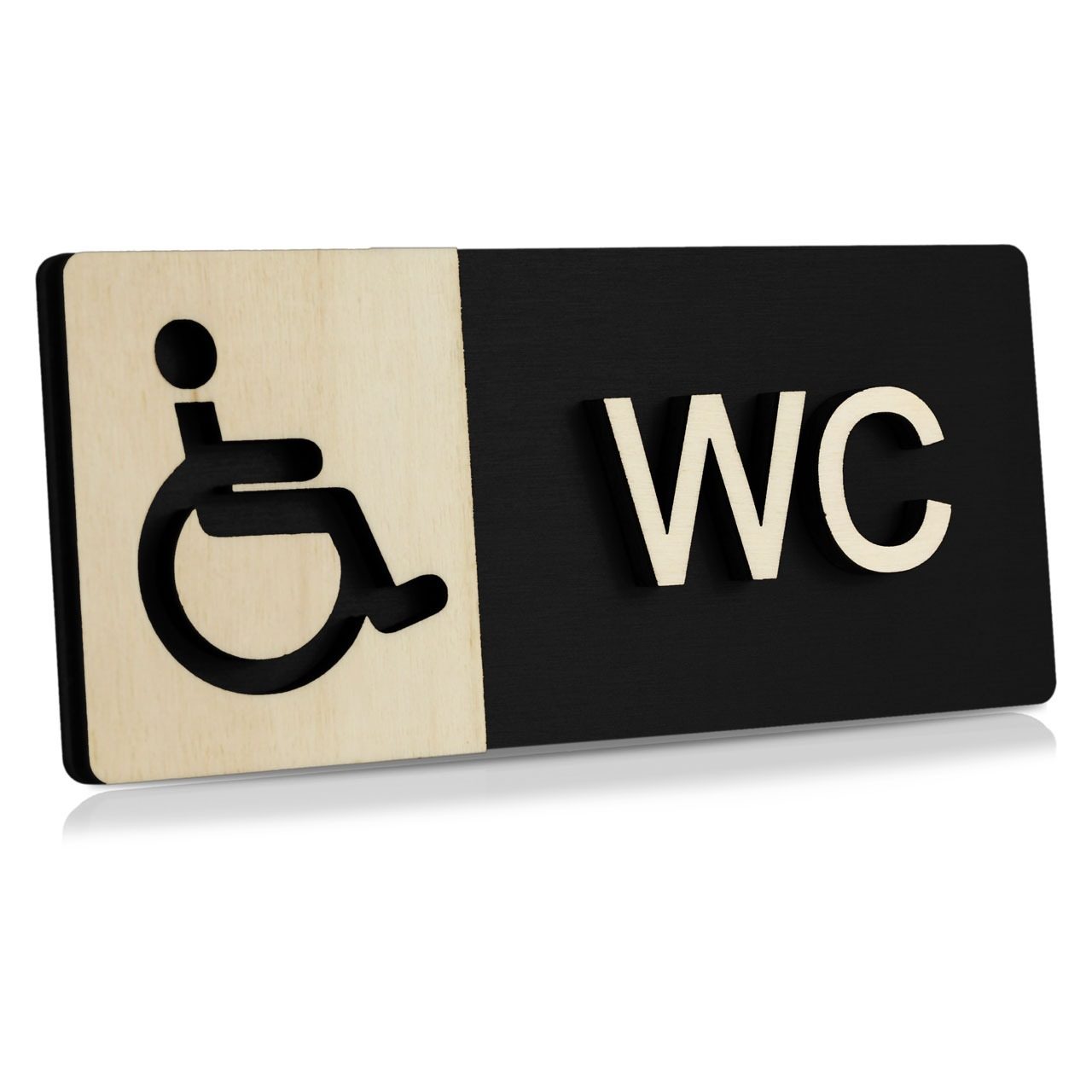 Holz-Türschild (Schwarz) "Behinderten-WC"