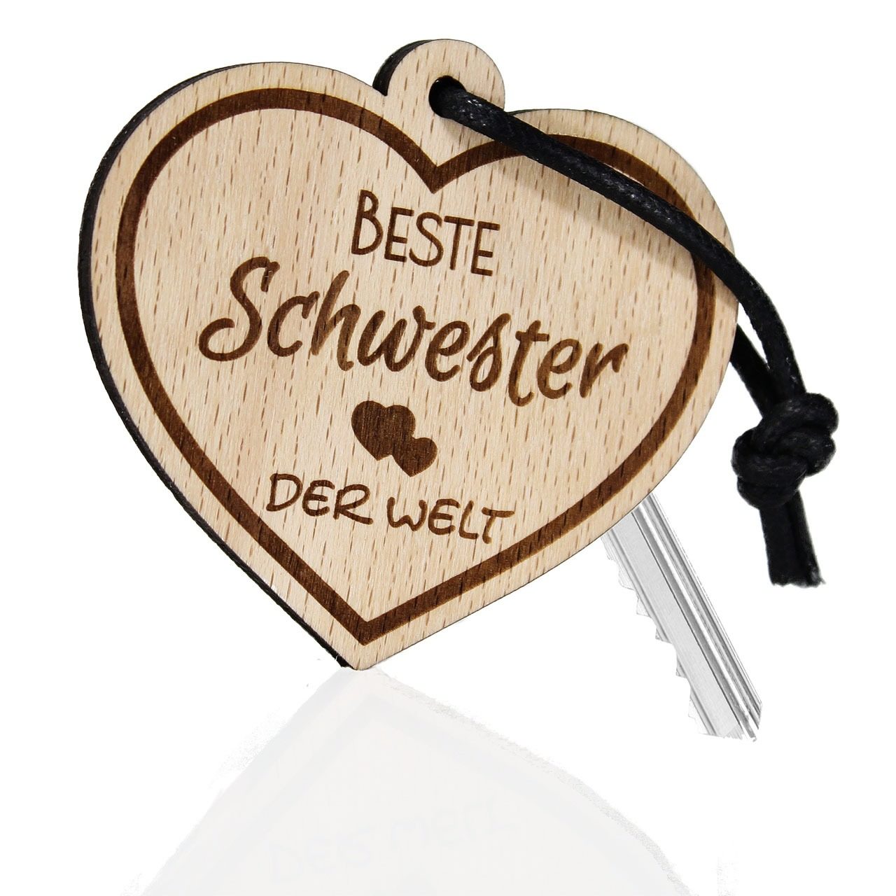 Holz-Schlüsselanhänger "Beste Schwester der Welt"