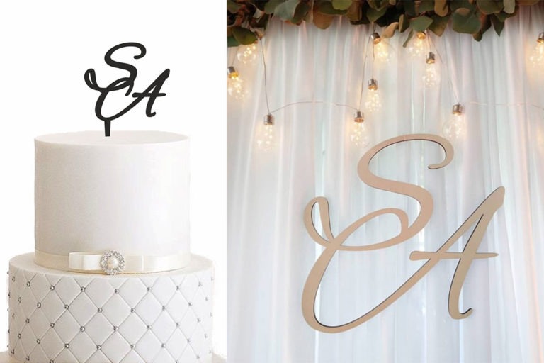 Cake Topper & Initialen Set "Elegant" MANSCHIN LASERDESIGN