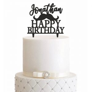 Cake Topper Happy Birthday Hipster Bart - Personalisiert