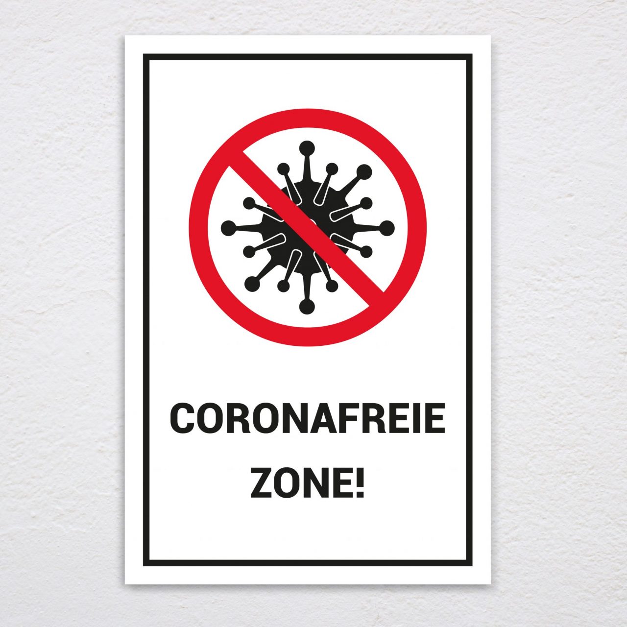 Coronafreie Zone Türschild