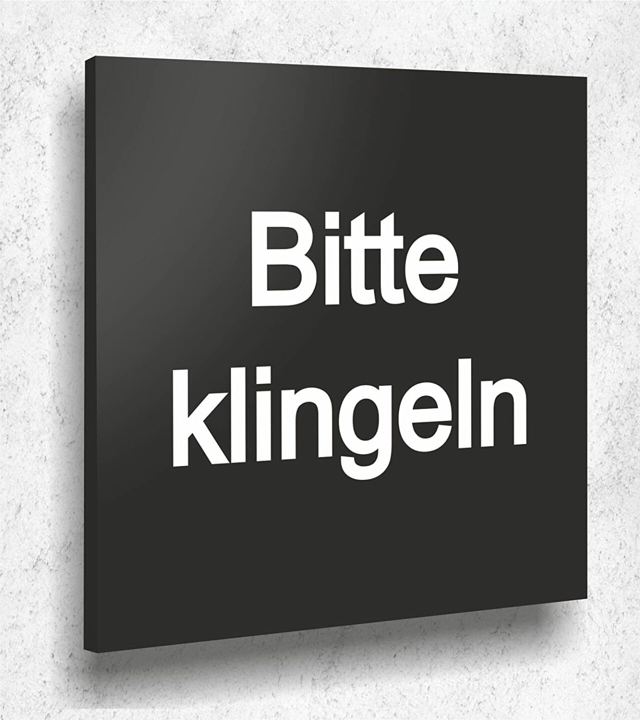 Türschild BITTE KLINGELN Schild Schwarz Matt UV Druck 12 x 12cm - 3mm Acrylglas - Made in Germany Art.Nr. A 2051