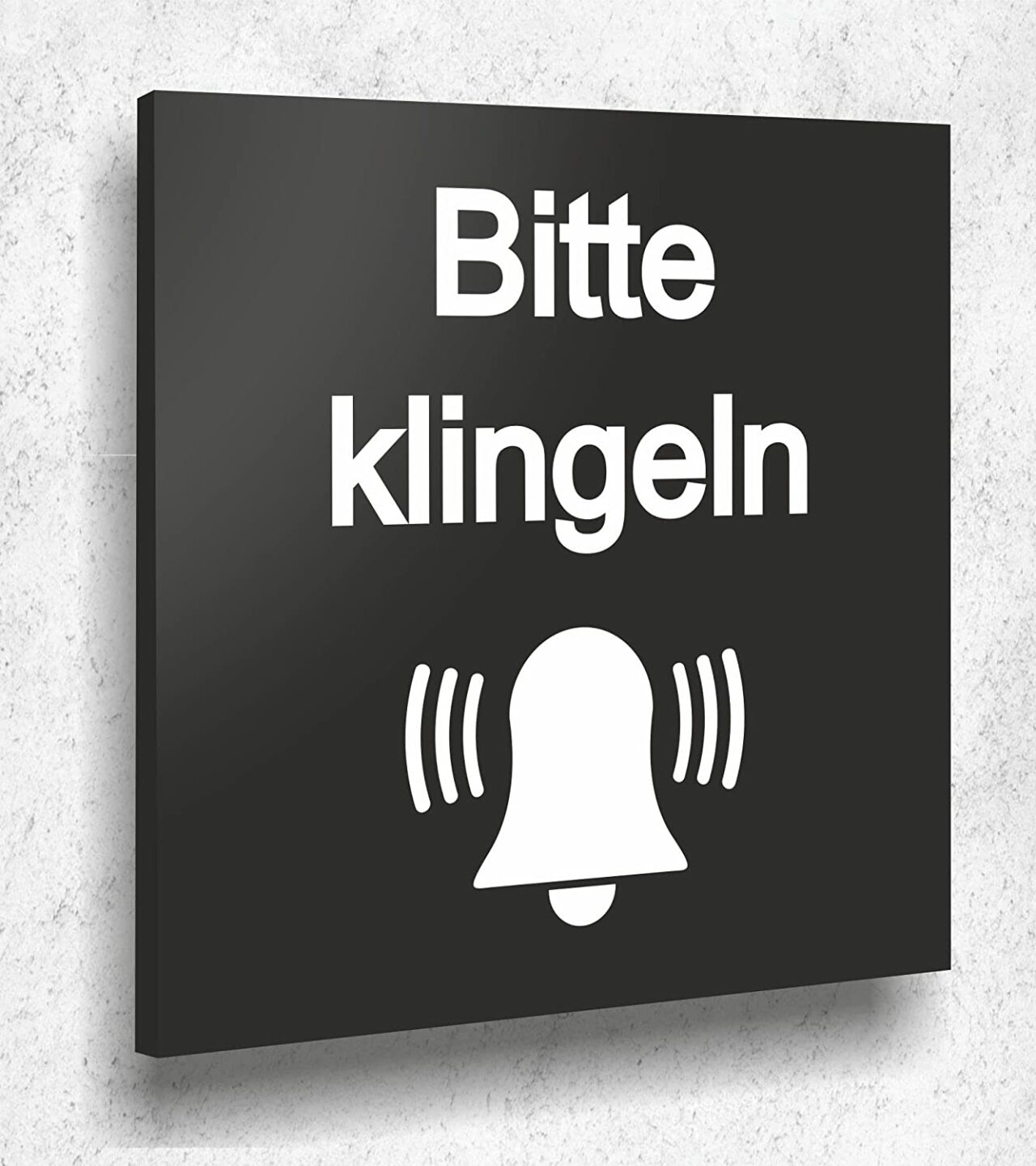 Türschild BITTE KLINGELN Schild Schwarz Matt UV Druck 12 x 12cm - 3mm Acrylglas - Made in Germany Art.Nr. A2078