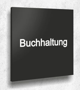 Türschild BUCHHALTUNG Schild Schwarz Matt UV Druck 12 x 12cm - 3mm Acrylglas - Made in Germany Art.Nr. A 2025