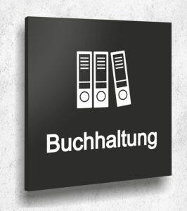 Türschild BUCHHALTUNG Schild Schwarz Matt UV Druck 12 x 12cm - 3mm Acrylglas - Made in Germany Art.Nr. A 2026