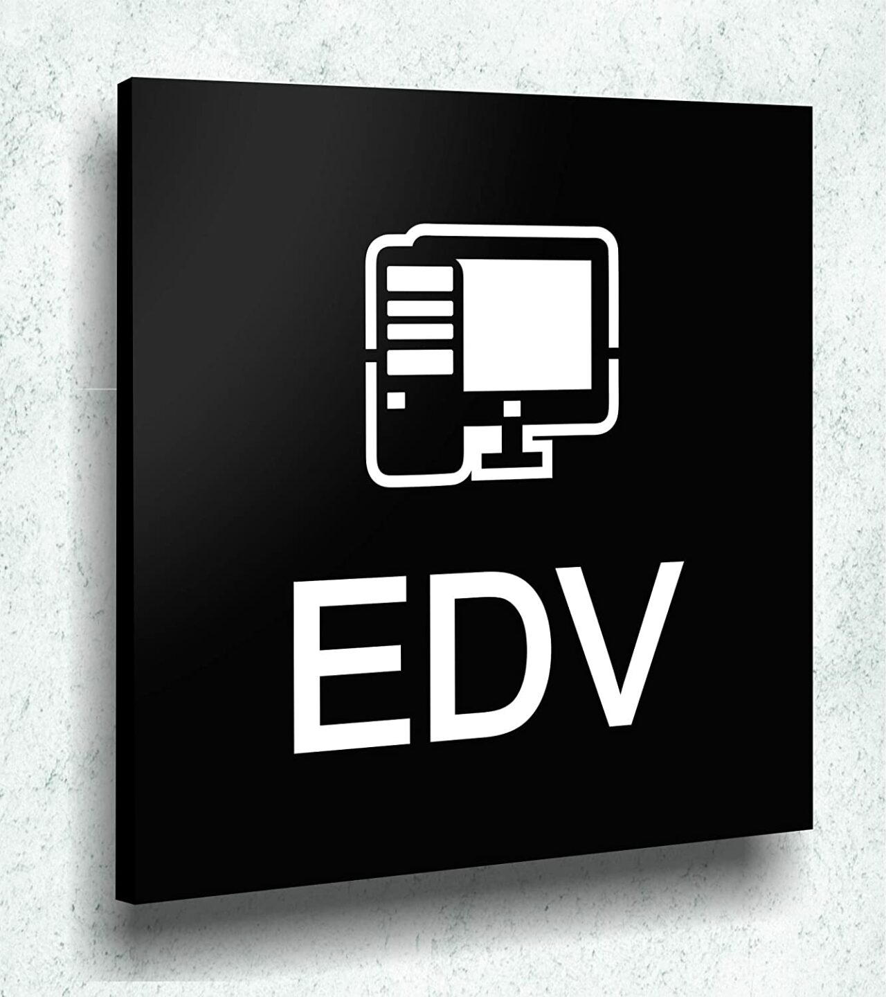 Türschild EDV Büro Schild Schwarz Matt UV Druck 12 x 12cm - 3mm Acrylglas - Made in Germany Art.Nr. A2075