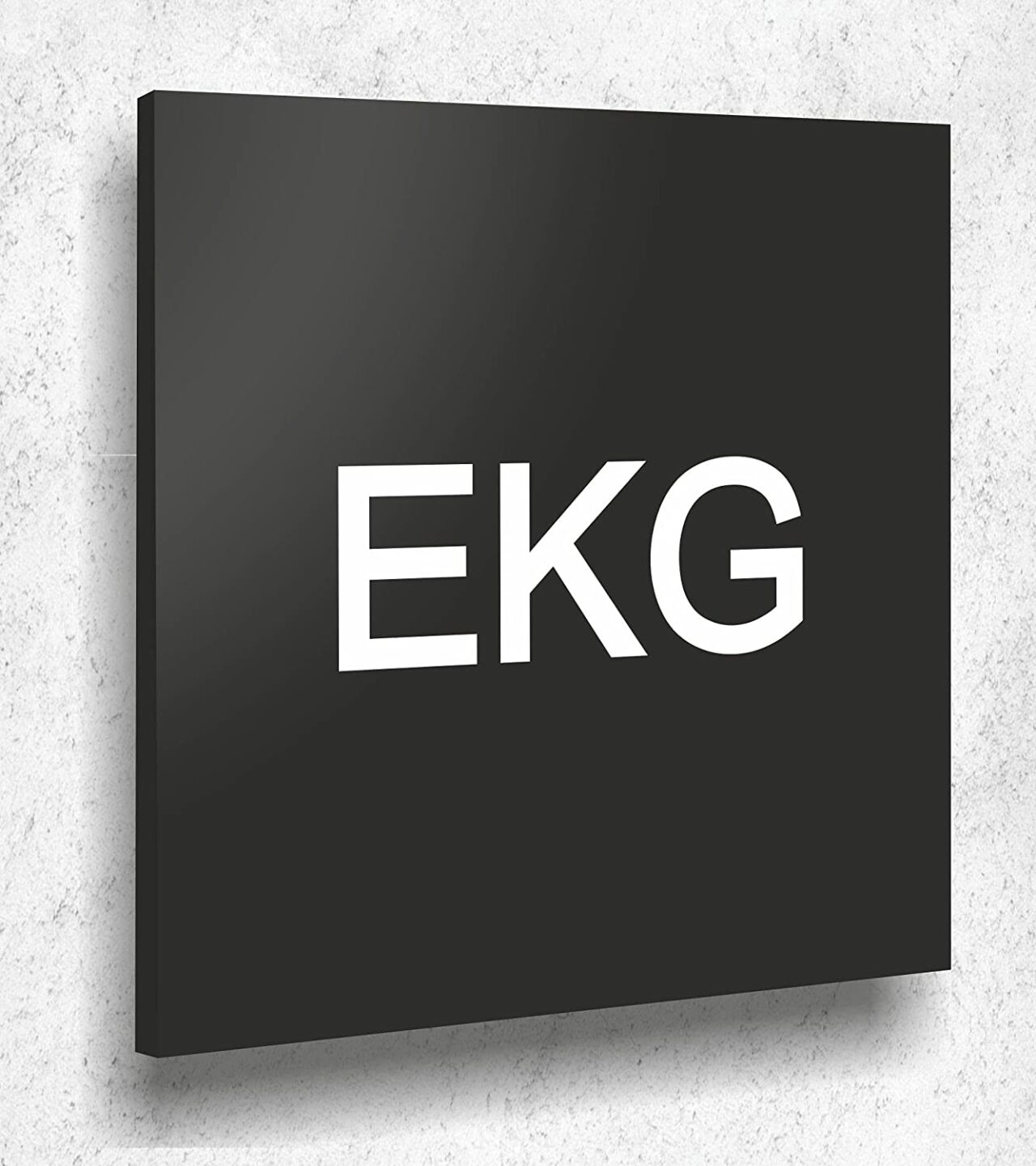 Türschild EKG Schild Schwarz Matt UV Druck 12 x 12cm - 3mm Acrylglas - Made in Germany Art.Nr. A 2045