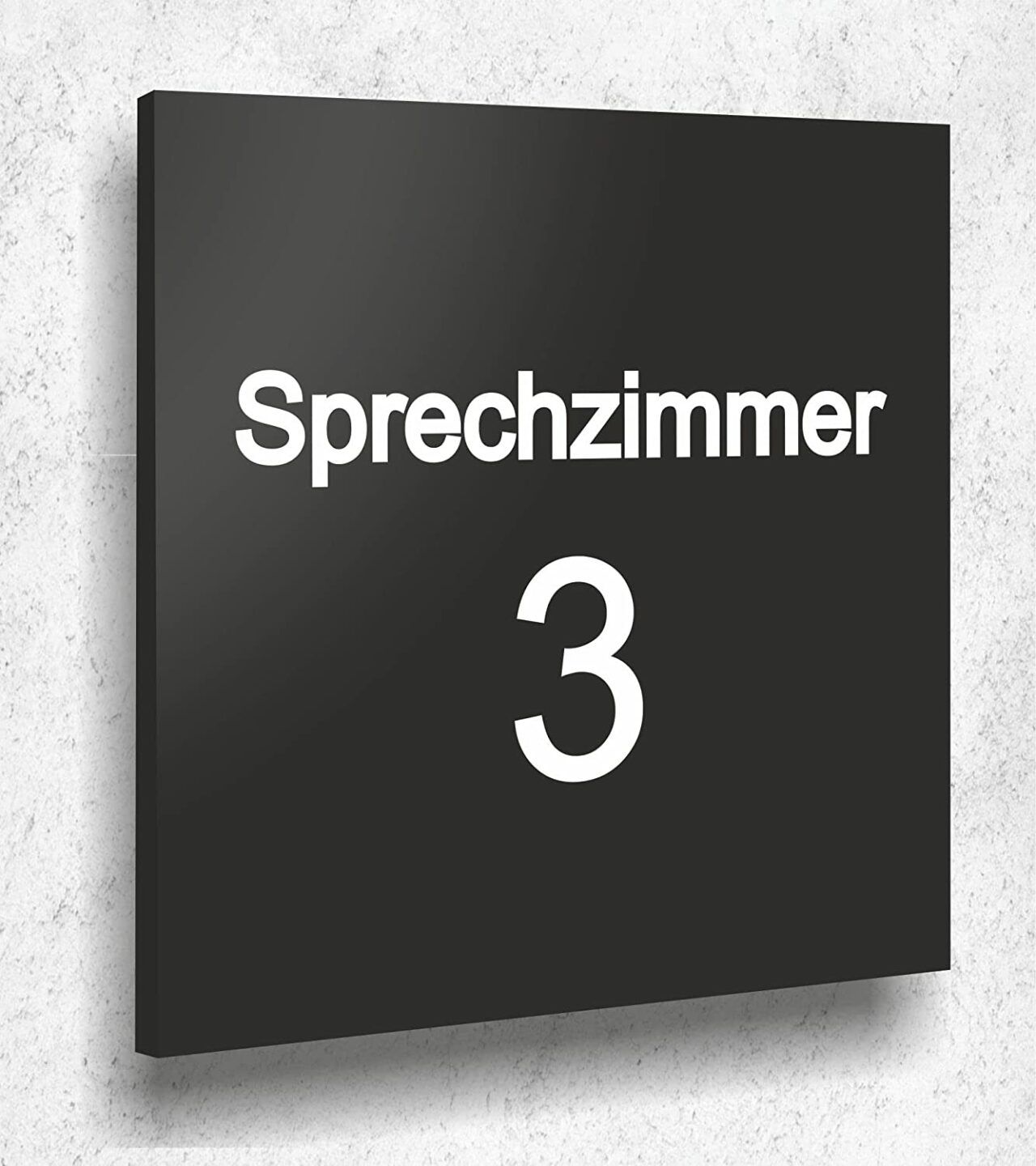 Türschild SPRECHZIMMER 3 Schild Schwarz Matt UV Druck 12 x 12cm - 3mm Acrylglas - Made in Germany Art.Nr. A 2072