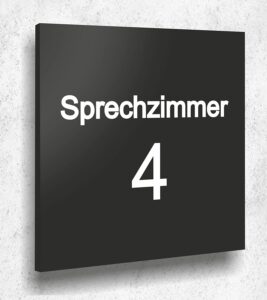 Türschild SPRECHZIMMER 4 Schild Schwarz Matt UV Druck 12 x 12cm - 3mm Acrylglas - Made in Germany Art.Nr. A 2073