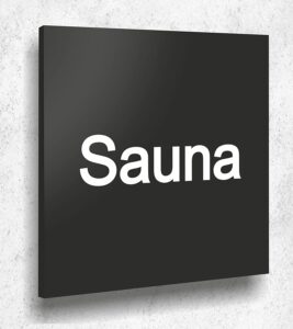 Türschild Sauna Schild Schwarz Matt UV Druck 12 x 12cm - 3mm Acrylglas - Made in Germany Art.Nr. A 2018