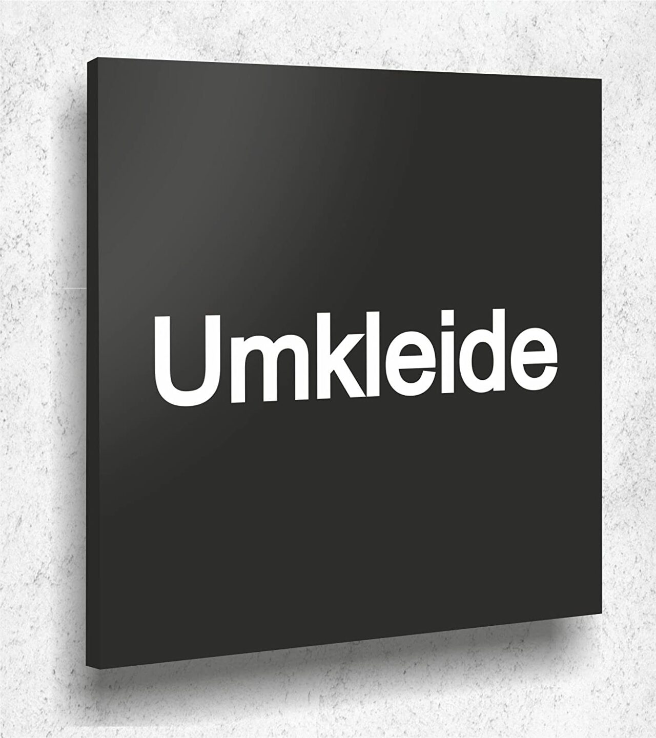 Türschild UMKLEIDE Schild Schwarz Matt UV Druck 12 x 12cm - 3mm Acrylglas - Made in Germany Art.Nr. A 2058