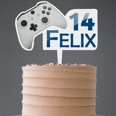 Personalisierter Gaming Cake Topper Videospiel mit Zahl Junge Mädchen Gamer, Happy Birthday, Geburtstagstopper, Tortefigur Acrylglas (Konsole 1)