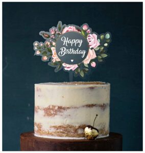 Manschin-Laserdesign Cake Topper, Happy Birthday, Geburtstagstorte Geburtstagstopper Tortentopper, Tortenstecker Geburtstag, Tortefigur Acryl, Farbwahl (Acryl Transparent)