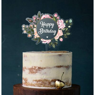 Manschin-Laserdesign Cake Topper, Happy Birthday, Geburtstagstorte Geburtstagstopper Tortentopper, Tortenstecker Geburtstag, Tortefigur Acryl, Farbwahl (Acryl Transparent)