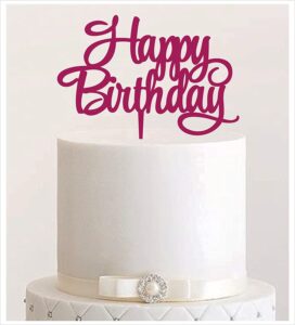 Manschin-Laserdesign Cake Topper, Happy Birthday, Tortenstecker Geburtstag, Tortefigur Acryl, Farbwahl - (Beere) (1)