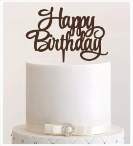 Manschin-Laserdesign Cake Topper, Happy Birthday, Tortenstecker Geburtstag, Tortefigur Acryl, Farbwahl - (Braun)