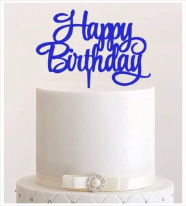 Manschin-Laserdesign Cake Topper, Happy Birthday, Tortenstecker Geburtstag, Tortefigur Acryl, Farbwahl - (Dunkelblau)