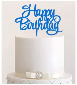 Manschin-Laserdesign Cake Topper, Happy Birthday, Tortenstecker Geburtstag, Tortefigur Acryl, Farbwahl - (Hellblau)