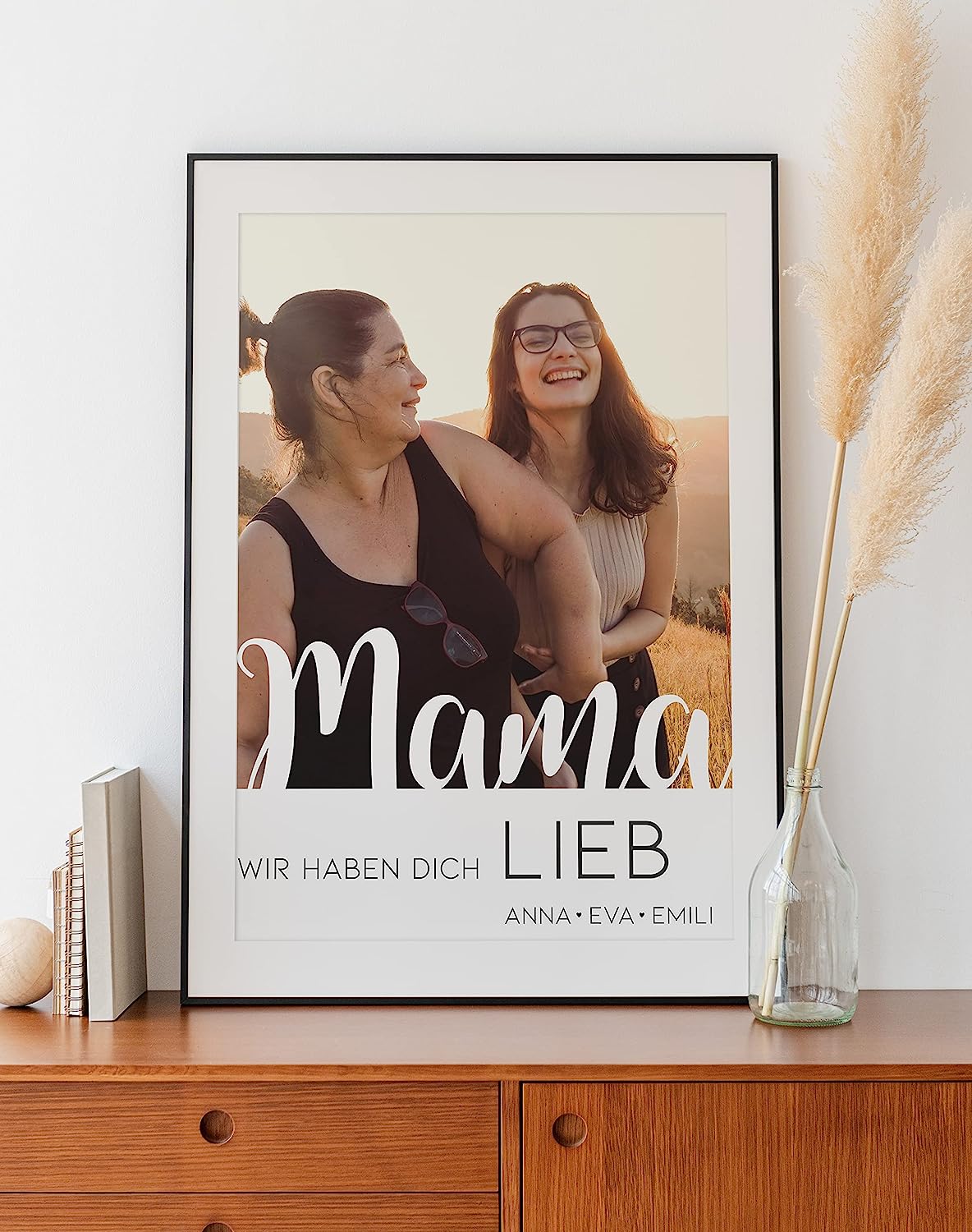 Wandbild Mama - wir haben dich lieb - Personalisiert - MANSCHIN  LASERDESIGN