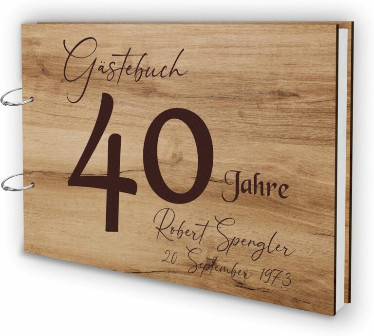 HolzGästebuch (40 Jahre) Echtholz mit individueller Lasergravur
