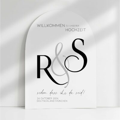 Manschin Laserdesign Willkommensschild Aluverbund personalisiert - Made in Germany - Welcome Willkommen Schild für Hochzeit (45x30cm) (9)