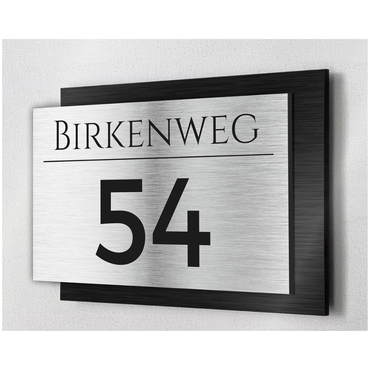 Premium Hausnummer & Schild – Aluverbund Silber/Anthrazit H1024