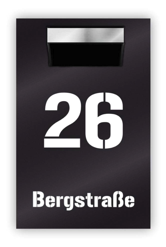 Premium Hausnummer beleuchtet mit LED Solar - RGB - inkl. 11 Farben | individuell anpassbar | Acrylglas Schwarz Matt | Wetterfest H1027 - Schwarz