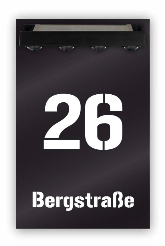 Premium Hausnummer beleuchtet mit LED Solar - RGB - inkl. 11 Farben | individuell anpassbar | Acrylglas Schwarz Matt | Wetterfest H1025 - Schwarz