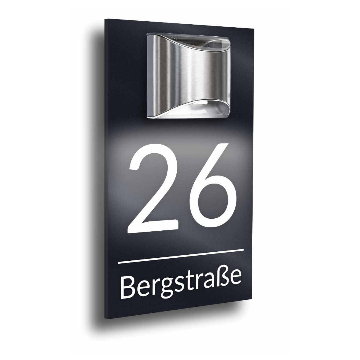 Personalisierbare Premium Acrylglas LED Hausnummer Anthrazit Matt Moderne Außenbeleuchtung Wetterfest Made in Germany H1023