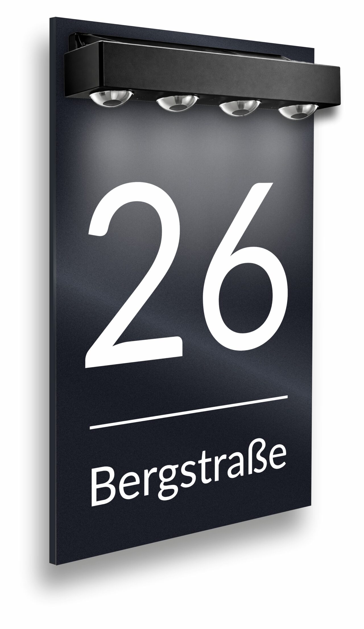 Premium Hausnummer beleuchtet mit LED Solar | individuell anpassbar | Acrylglas Anthrazit Matt | Wetterfest | in verschiedenen Größen | H1025
