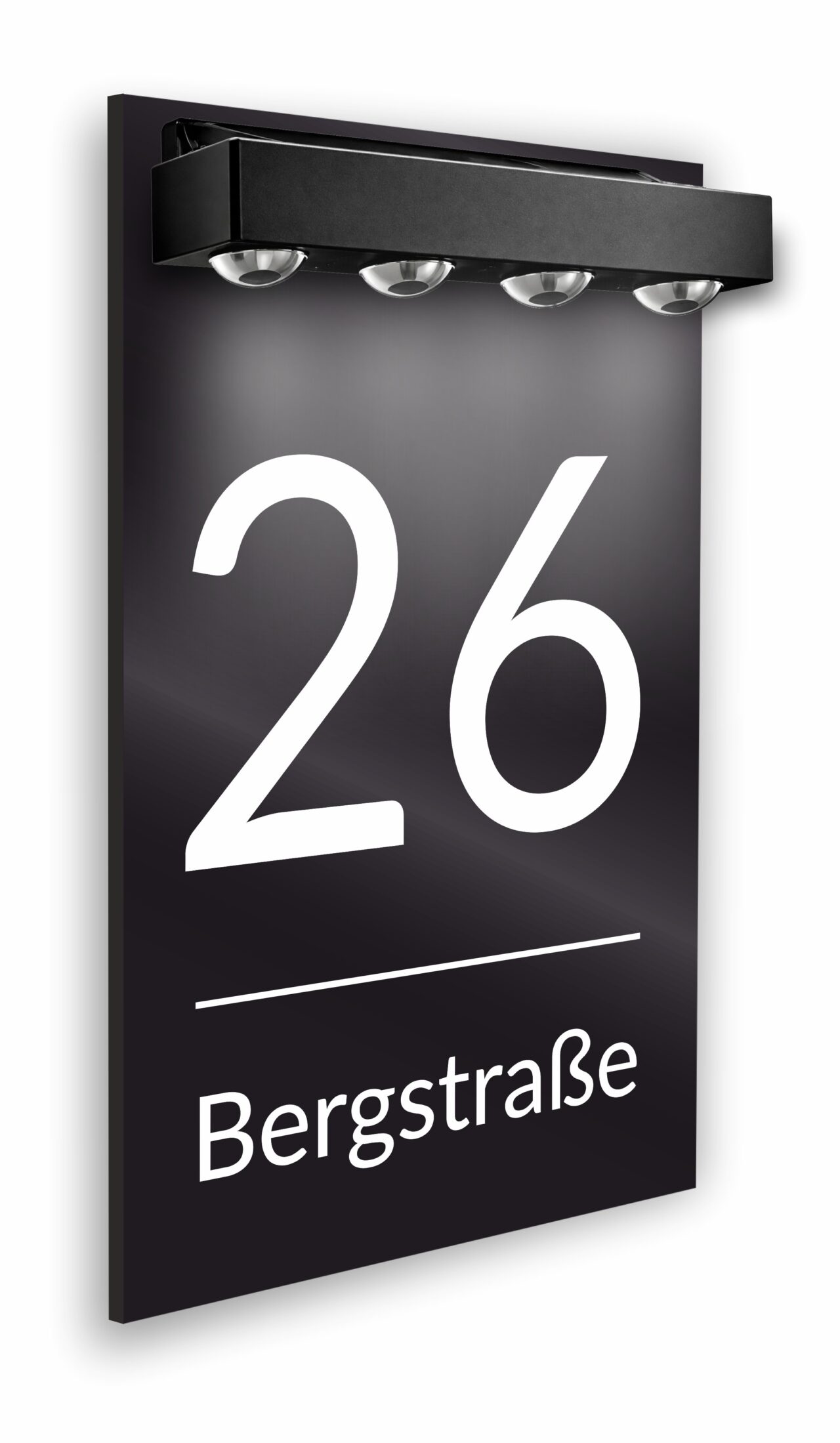 Premium Hausnummer beleuchtet mit LED Solar - RGB - inkl. 11 Farben | individuell anpassbar | Acrylglas Schwarz Matt | Wetterfest H1025 - Schwarz (Kopie) (Kopie)