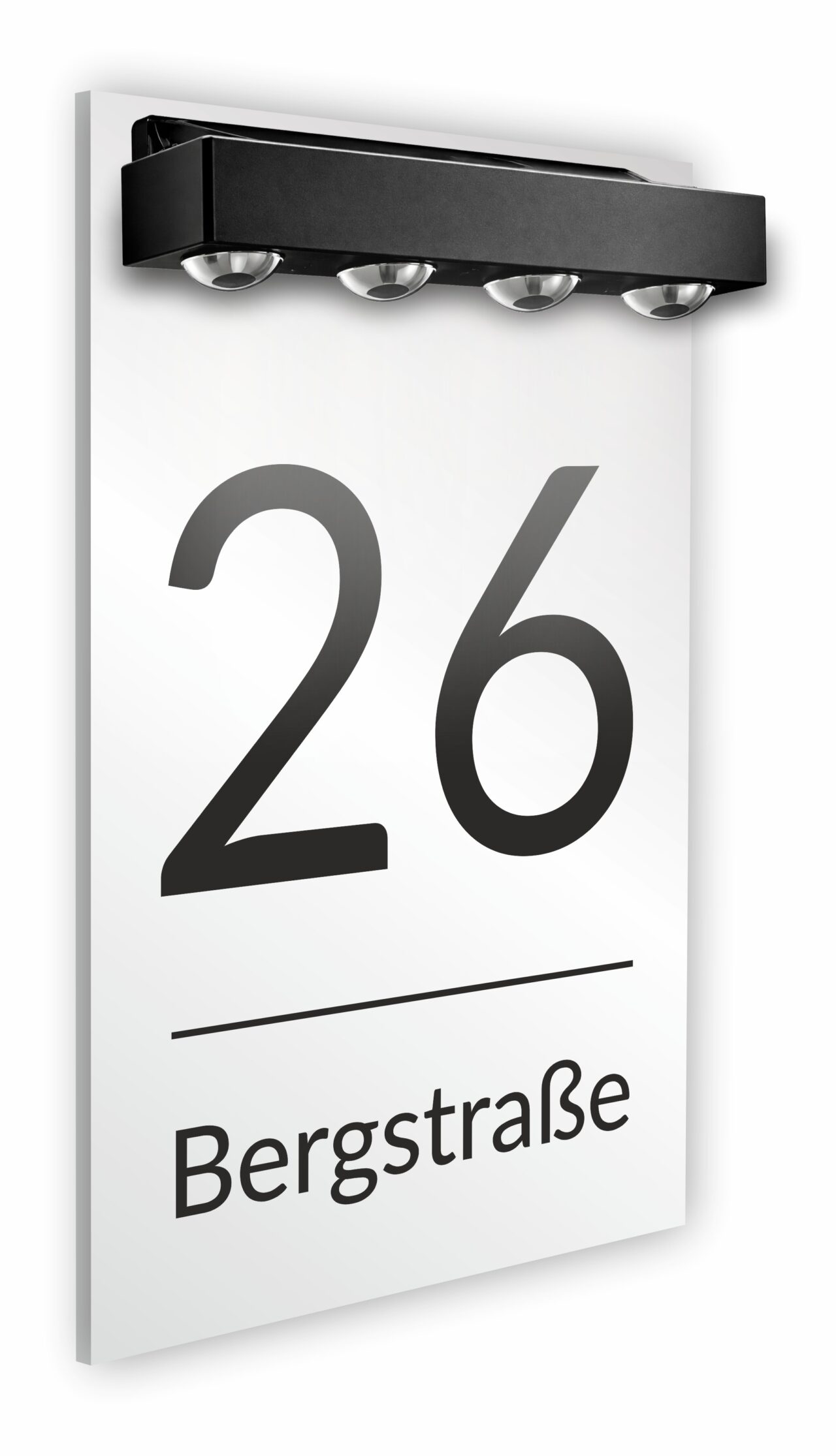 Premium Hausnummer beleuchtet mit LED Solar - RGB - inkl. 11 Farben | individuell anpassbar | Acrylglas Weiss Matt | Wetterfest H1025 - Weiss