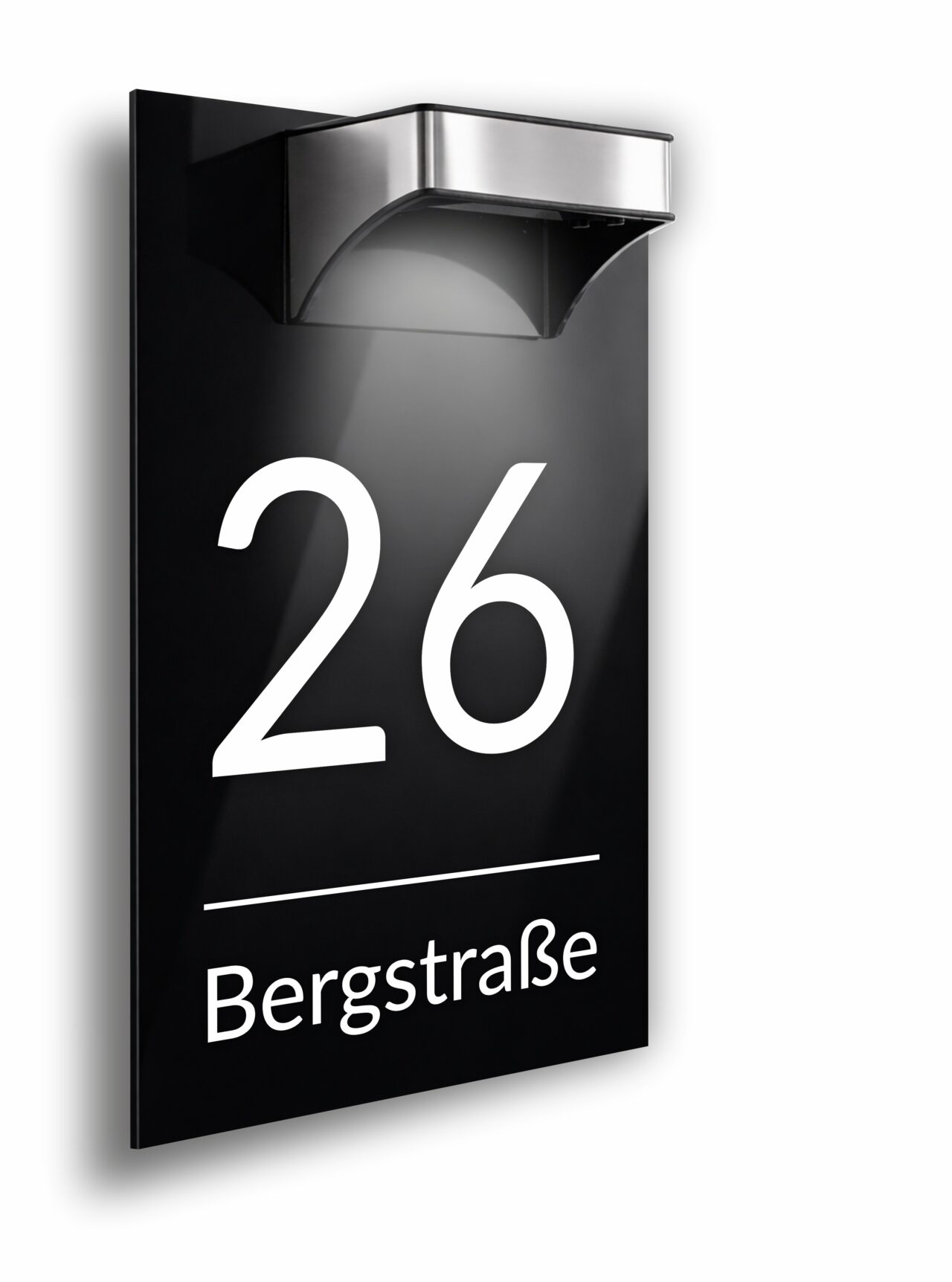 Premium Hausnummer beleuchtet mit LED Solar - RGB - inkl. 11 Farben | individuell anpassbar | Acrylglas Schwarz Matt | Wetterfest H1027 - Schwarz